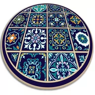 Dywany - Modny dywan okrągły winylowy portugalskie kafelki fi140 cm - miniaturka - grafika 1