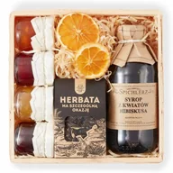 Herbata - Elegancki KOSZ prezentowy herbata konfitury SYROP Z HIBISKUSEM do herbaty - miniaturka - grafika 1