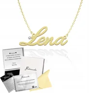 Łańcuszki - Złoty Naszyjnik z Imieniem LENA Łańcuszek SREBRO 925 Prezent ŻYCZENIA - miniaturka - grafika 1