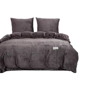 Pościel - Pościel polarowa PressCozy 160x200 welur brązowa geometryczny motyw - miniaturka - grafika 1