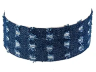 Naszyjniki - CHOKER jeansowy "potargany" GRANATOWY - miniaturka - grafika 1