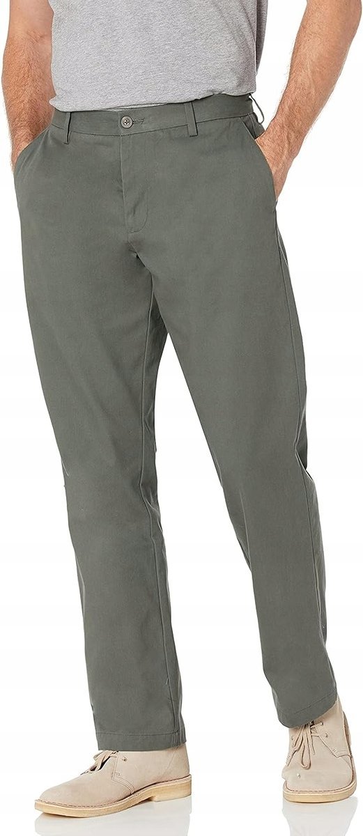 AMAZON ESSENTIALS CHINOS MĘSKIE SPODNIE KLASYCZNE ZIELONE 40/30 16FA