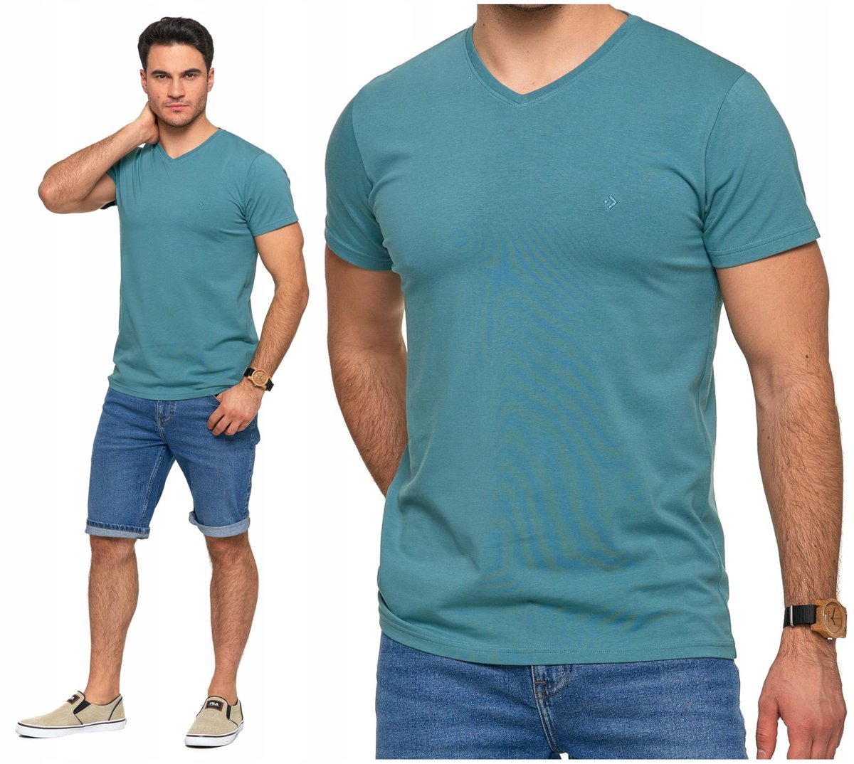 T-SHIRT PREMIUM MĘSKI Koszulka Gładka Bluzka z Haftem Logo MORAJ S