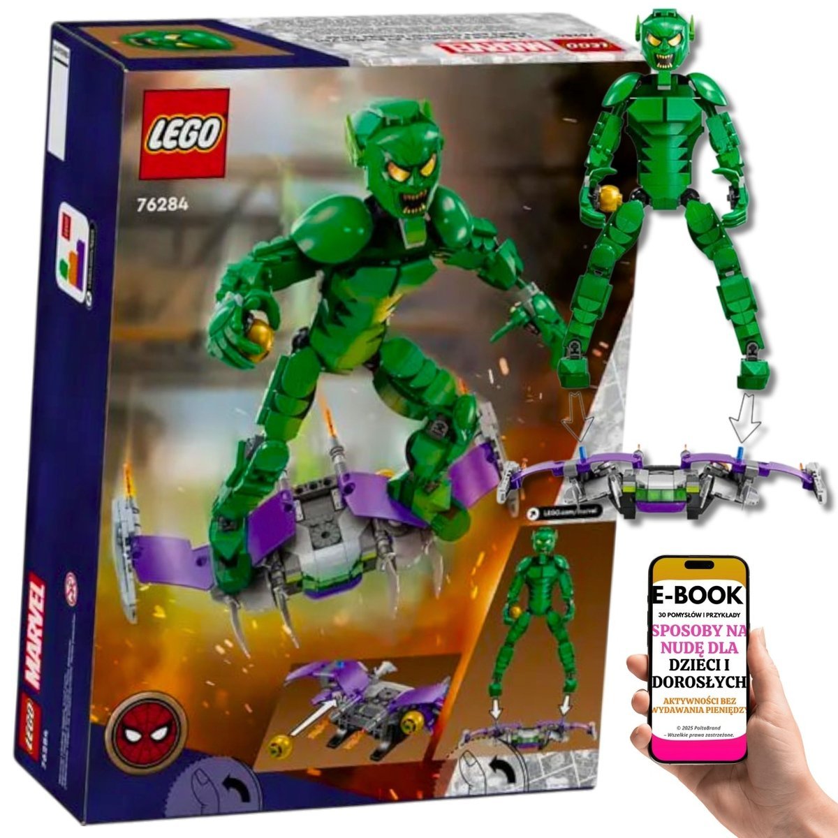LEGO® Marvel – Zielony Goblin wraca z hukiem 76284 - Ruchoma Figurka z Szybowcem i Bombami PREZENT DLA DZIECKA + EBOOK-3