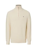 Swetry męskie - Gant Męski sweter z dzianiny Mężczyźni Bawełna beżowy jednolity, S - miniaturka - grafika 1