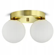 Lampy sufitowe - Lampa Sufitowa Żyrandol Plafon Złota Szklane Białe Kule Glass E2 Led G9 - miniaturka - grafika 1