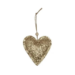 Zawieszka serce 9cm złote brokatowe - Bombki - miniaturka - grafika 1