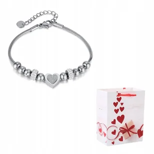 Bransoletka Srebrna Oszronione Serce Kulki Kryształki Stal Chirurgiczna - Bransoletki Bransoletka Srebrna Oszronione Serce Kulki Kryształki Stal Chirurgiczna - Bransoletki - miniaturka - grafika 1