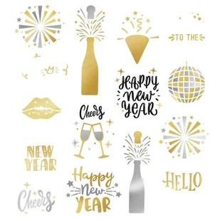 Tatuaże Zmywalne Sylwestrowe Happy New Year - Zabawki kreatywne - miniaturka - grafika 1