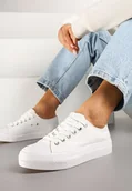 Trampki damskie - Białe Trampki Basic z Cholewką przed Kostkę na Niskiej Platformie Senadra - Renee - miniaturka - grafika 1