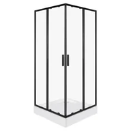 Kabiny prysznicowe - Kabina prysznicowa z brodzikiem Solid SQ 90 BL szkło transparentne 6 mm, profile czarne KERRA - miniaturka - grafika 1