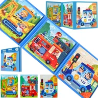Puzzle - Magnetyczne Puzzle Książeczka Pojazdy Policja Straż Jhtoy-268 - miniaturka - grafika 1