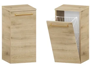 Słupek Łazienkowy ATHD 35 cm K - Dąb Evoke Coast Mat - Uchwyty Złote Polerowane - Szafki łazienkowe - miniaturka - grafika 1