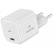 Ładowarki do telefonów - Ładowarka sieciowa Swissten GaN, 1x USB-C, 45 W, PD (22037010) Biała - miniaturka - grafika 1