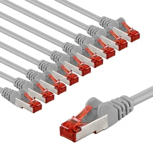 goobay 65994 CAT6 kabel sieciowy w zestawie 10 szt./kabel krosowy ekranowany S/FTP/CU Ethernet kabel, PiMF, LSZH/Cat 6 kabel z 10 Gbits/szary / 10 x 1 m - Kable miedziane - miniaturka - grafika 1