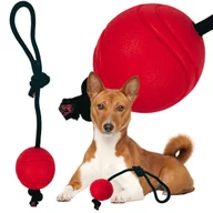 Zabawki dla psów - Gryzak Szarpak Dla Psa Zabawka Do Aportowania Gumowa Piłka Sznur Lina - miniaturka - grafika 1