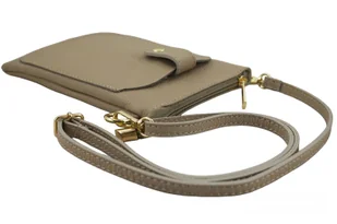 Torebka skórzana / etui na telefon - Beżowe - Etui i futerały do telefonów - miniaturka - grafika 3