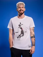 Koszulki męskie - T-shirt regular z nadrukiem siatkarskim męski 4F 4FRAW25TTSHM3318-10S Biały 3XL - miniaturka - grafika 1