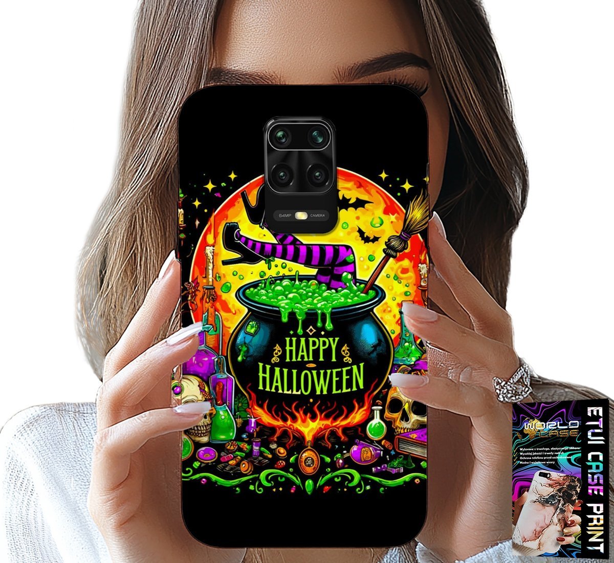 ETUI DO XIAOMI NOTE 9 PRO / 9S - WIEDŹMA KOCIOŁEK RÓŻDŻKA HALLOWEEN SZKŁO