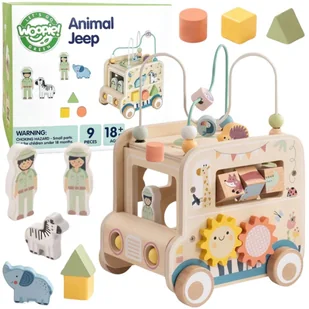 WOOPIE GREEN Drewniana Kostka Aktywności Samochód Terenowy Safari FSC - Klocki WOOPIE GREEN Drewniana Kostka Aktywności Samochód Terenowy Safari FSC - Klocki - miniaturka - grafika 1