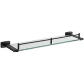 Półki łazienkowe - Mexen Zoja wisząca półka szklana, czarna - miniaturka - grafika 1