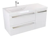 Szafki łazienkowe - Szafka Wisząca Z Umywalką ATH 90 cm D Lewa - Biały Mat - Uchwyty Stal Szczotkowana - miniaturka - grafika 1