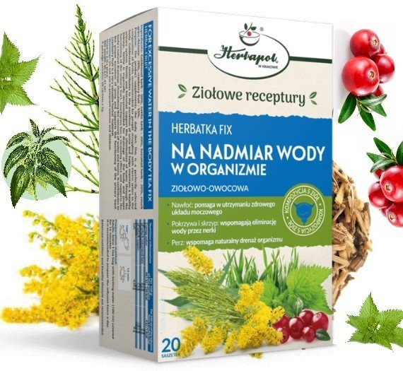 HERBATKA fix NA NADMIAR WODY w ORGANIZMIE ZIOŁA na OBRZĘKI Herbapol