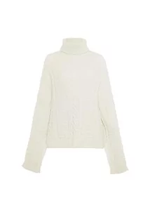 myMo Damski sweter z golfem Twist, modny sweter WOLLBIAŁY XL/XXL, biały (wollweiss), XL - Swetry damskie - miniaturka - grafika 1