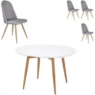 Stoły z krzesłami - Zestaw Stół Edward + Krzesła K-214 Halmar 8, Dąb Miodowy / Popielaty, Biały / Dąb Miodowy - miniaturka - grafika 1