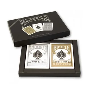 Bicycle Prestige Line, zestaw kart do gry Poker Back 2, złote i srebrne - gra - Gry karciane - miniaturka - grafika 1