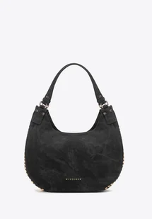 Damska torebka worek w dekoracyjne dżety czarna - Torebki damskie Damska torebka worek w dekoracyjne dżety czarna - Torebki damskie - miniaturka - grafika 1