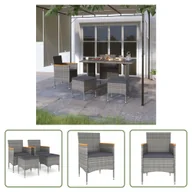 Fotele i krzesła ogrodowe - The Living Store 4-cz. zestaw krzeseł i stołków ogrodowych - rattan PE - szary - Krzesło Ogrodowe - miniaturka - grafika 1