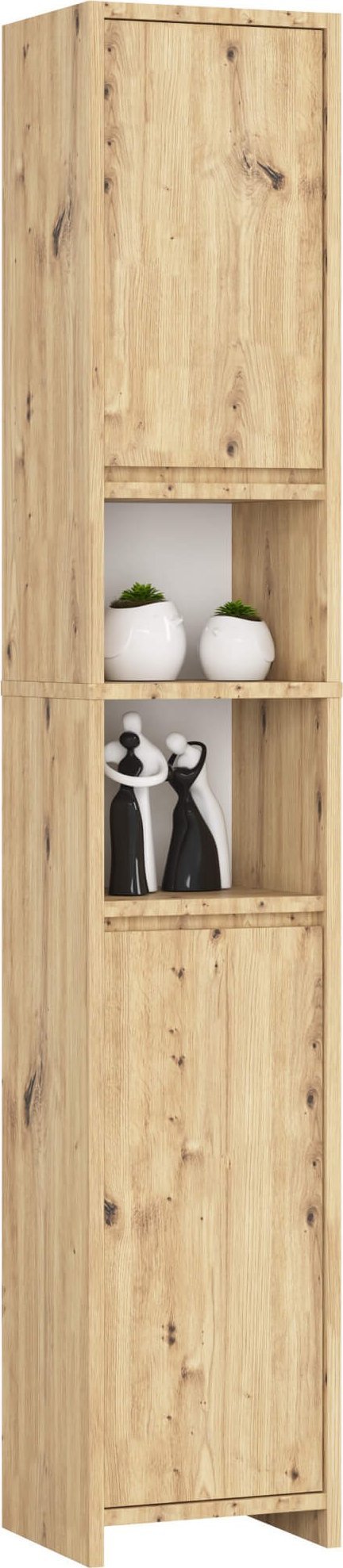 Regał łazienkowy Uni - Dąb Artisan - 2 drzwi 2 wnęki