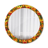 Lustra - Nowoczesne Lustro Okrągłe Tulipany retro 80cm - miniaturka - grafika 1