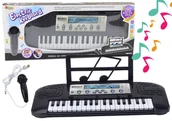 Instrumenty muzyczne dla dzieci - Elektryczne Pianinko Dla Dzieci Stojak Mikrofon Czarne - miniaturka - grafika 1