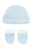 Rękawiczki dla dzieci - Tous czapka i rękawiczki dziecięce kolor niebieski z cienkiej dzianiny bawełniana - miniaturka - grafika 1
