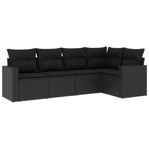 Zestaw wypoczynkowy z rattanem PE, czarny, wymiary: 62x62x69 cm, 55x62x69 c