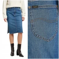 Spódnice - Lee SKIRT slim Gossip dopasowana spódnica jeansowa rozcięcia po bokach W32 - miniaturka - grafika 1