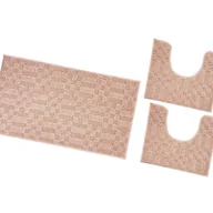 Dywaniki łazienkowe - Dywanik łazienkowy 3D Miękki Chłonny Antypoślizgowy Zmywalny Dywanik Nocny Zestaw 3-Częściowy Łosośowy - miniaturka - grafika 1