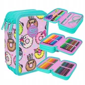 Plecaki szkolne i tornistry - Coolpack Jumper 3 Piórnik Z Wyposażeniem 3-komorowy Happy Donuts - miniaturka - grafika 1