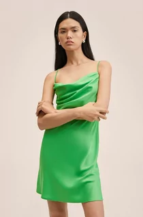 Sukienki - Mango sukienka Lupe kolor zielony mini prosta - grafika 1