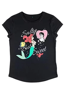 Koszulki i topy damskie - Disney The Little Mermaid Salty But Sweet Women's Organic Rolled Sleeve T-Shirt damski, czarny, M - grafika 1
