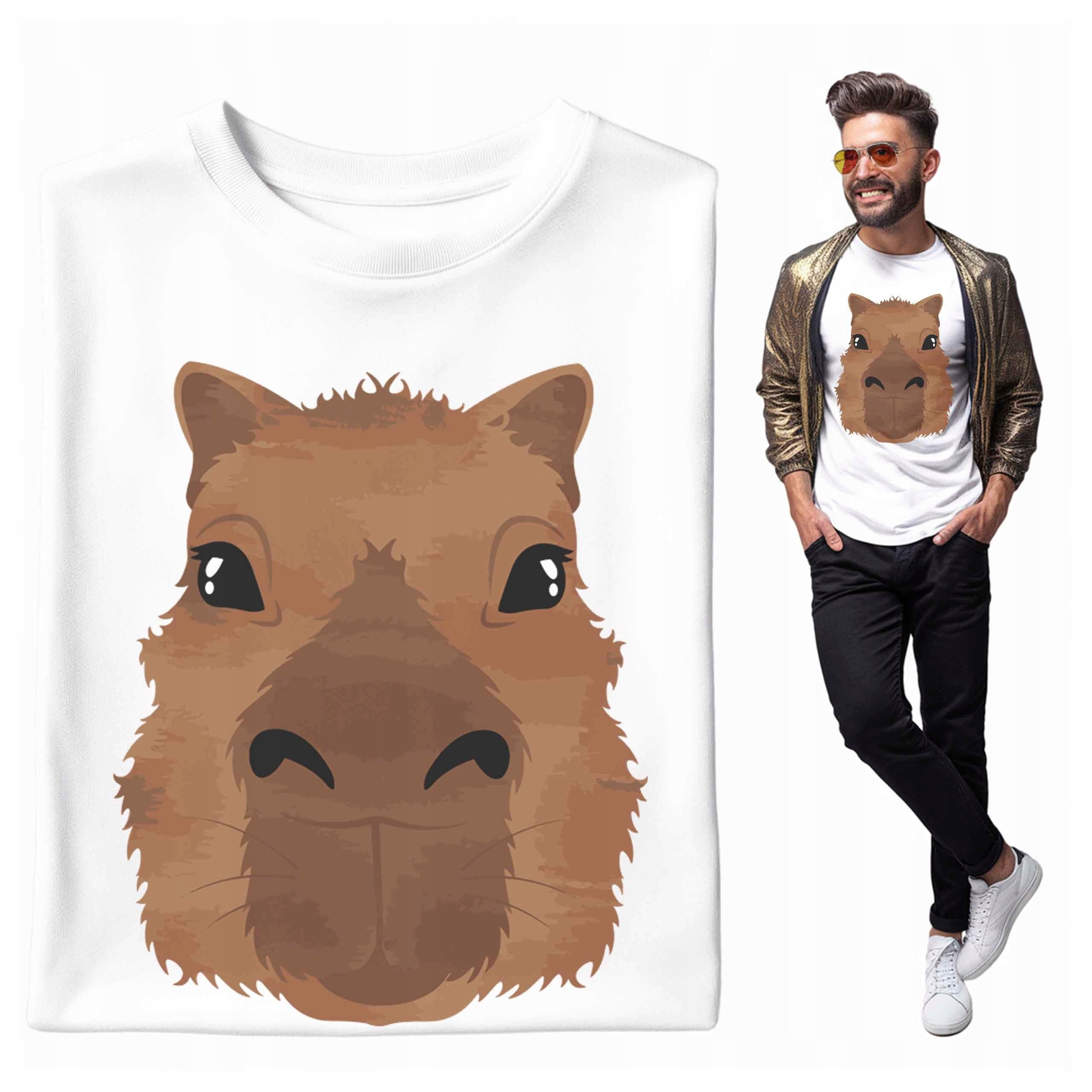 Koszulka Męska Kapibara portret sympatyczne zwierzę natura