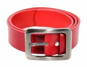 Paski - Pasek Skórzany Damski PAS-MAX (PL) Gładki 40 mm Skóra Licowa EXTRA Czerwony k61 - miniaturka - grafika 1