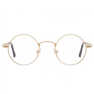 Okulary korekcyjne, oprawki, szkła - Okulary dziecięce zerówki okrągłe lenonki M5E złote - grafika 1