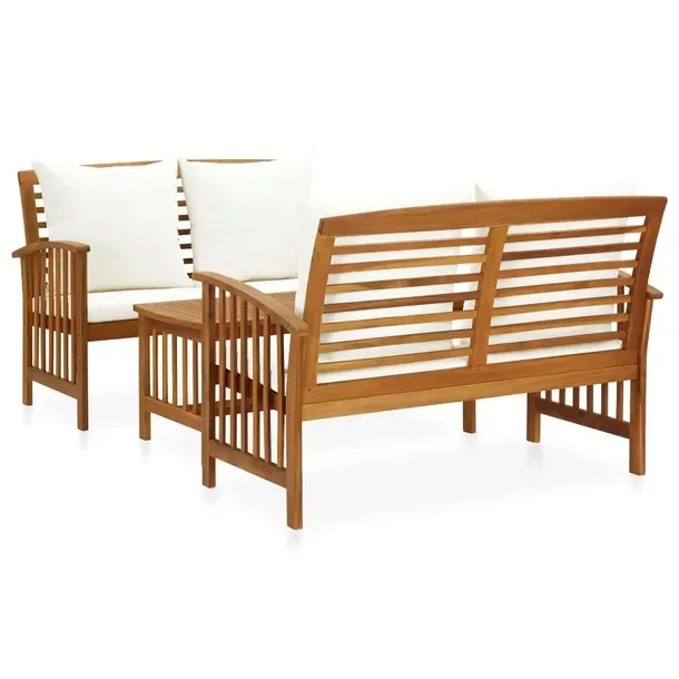 Zestaw Wypoczynkowy Vintage z Drewna Akacjowego, Stolik 102x50x43 cm, Ławk