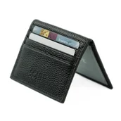 Portfele - Portfel na karty składany wizytownik skórzany slim Solier SW44 BLACK - miniaturka - grafika 1