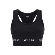 Biustonosze - Damski Stanik sportowy GUESS ALINE TOP ECO STRETCH JERSEY V2YP12KABR0-JBLK – Czarny - miniaturka - grafika 1