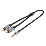 Kable - Kabel 2xRCA (Cinch) jack to 3.5mm Vention BCNBD 0.5m (szary) - miniaturka - grafika 1
