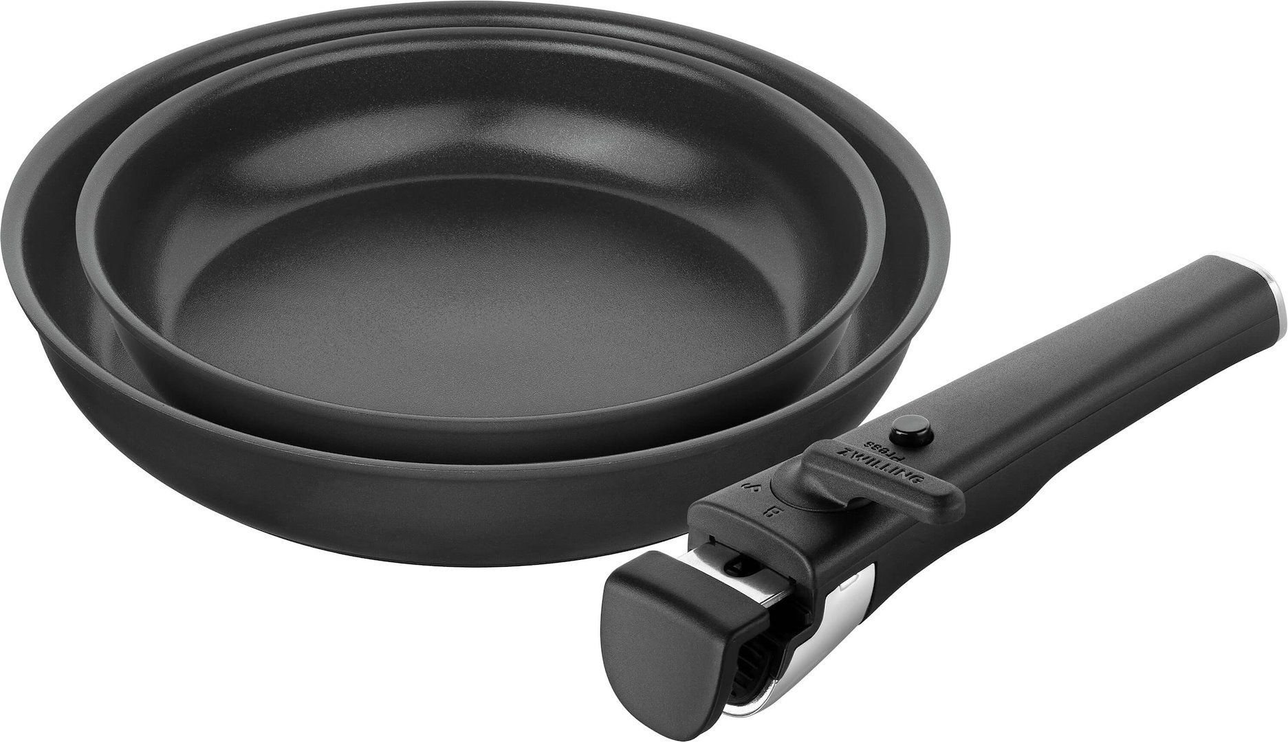 Patelnia Zwilling ZWILLING UNLOCK Zestaw 2 patelni ceramicznych + uchwyt - czarny